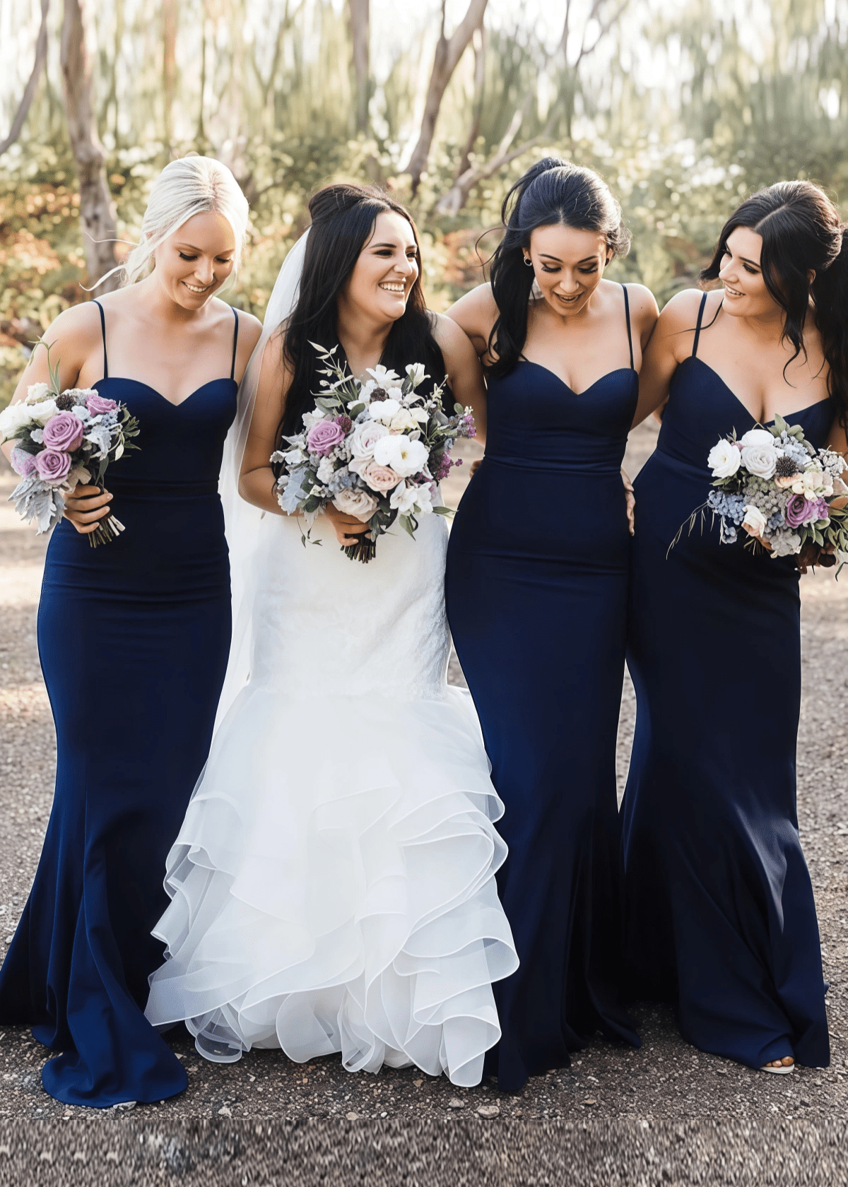 Belinda | Simple Mermaid Navy Blue Satin Maxi Bridesmaid Dress with Spaghetti Straps and Sweetheart Neck - Price #price_variant_lowest# - Navy Blue - PromDressClub