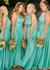 Bertha | A - Line Backless Infinity Green Chiffon Maxi Bridesmaid Dress with Sleeveless - Price #price_variant_lowest# - Green - PromDressClub