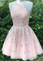 Calathea | Flutter Like a Princess in Our Pink Lace Homecoming Dress - Light Pink - PromDressClub