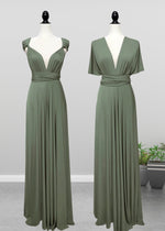 Dawn | Romance Convertible Light Olive Green Maxi Bridesmaid Dress with Multiway Infinity - Price #price_variant_lowest# - Olive Green - PromDressClub