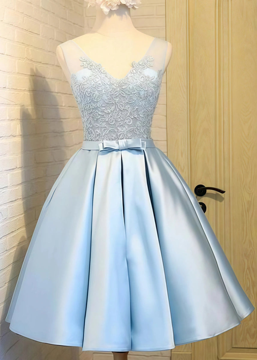 Diorbhail | Sparkle at Homecoming: Stunning Blue Satin Dresses That Wow - Light Blue - PromDressClub