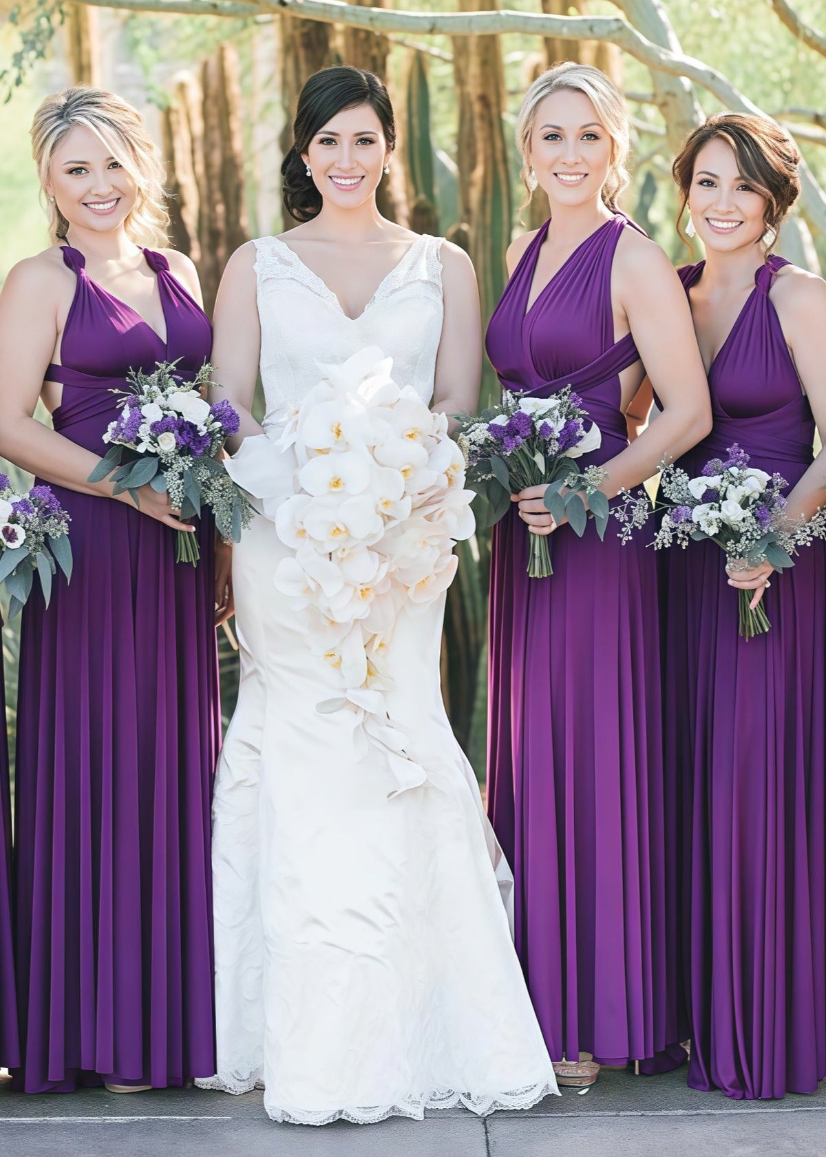 Dominic | Truly a Beauty Infinity Purple Chiffon Maxi Bridesmaid Dress with Multiway Convertible - Price #price_variant_lowest# - Purple - PromDressClub