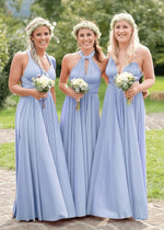 Doreen | Romance Dreamer Convertibl Dusty Blue Chiffon Maxi Bridesmaid Dress with Multiway Infinity - Price #price_variant_lowest# - Dusty Blue - PromDressClub