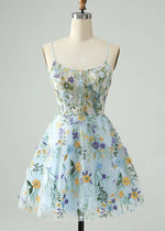 Dyphna | Discover the Perfect Light Blue Floral Homecoming Dress – Comfort Meets Style! - Light Blue Floral - PromDressClub