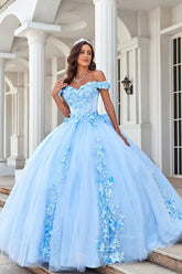 Eva | Stunning Light Blue Quinceanera Flower Dresses for Unforgettable Events - Light Blue - PromDressClub
