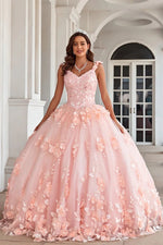 Evangeline | Stunning Pink Flower Corset Quinceanera Dresses for Memorable Events - Light Pink - PromDressClub