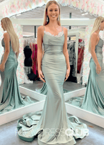 Florence | Mermaid Sage Green Prom Dresses Long Scoop Neck - Sage - PromDressClub