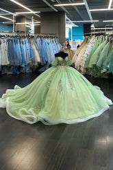 Freya | Gorgeous Sage Green Corset Quinceanera Dresses for Sweet 16 Party - Sage - PromDressClub