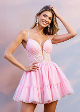 Gerbertina | Pink Homecoming Dress - Flattering Corset & A - Line Prom Dress Magic - Light Pink - PromDressClub