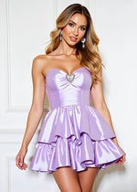 Heulwen | Find Your Dream Light Purple Homecoming Dress Strapless Corset Ruffles - Light Purple - PromDressClub