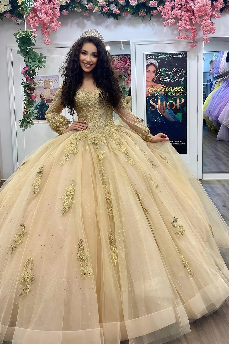 Leanne | Discover the Ultimate Gold Quince Dresses for Your Royal Debut - Gold - PromDressClub