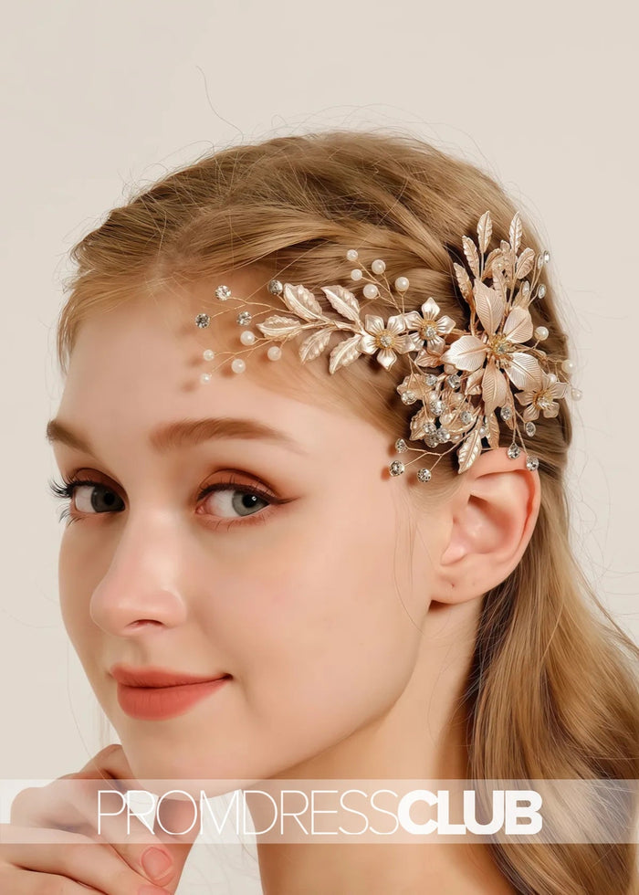 Luxury Accessories Gold Versatile Hairpin With Metal Flower - Price #price_variant_lowest# - Gold - PromDressClub