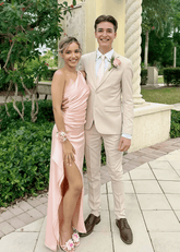 Melissa | Mermaid Ruched Light Pink Satin Long Formal Dress Near Me - Price #price_variant_lowest# - Light Pink - PromDressClub