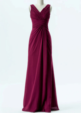 Olga | A Line Burgundy Chiffon Long Bridesmaid Dress - Price #price_variant_lowest# - Burgundy - PromDressClub