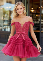 Perfectly Luxurious Off The Shoulder Red Backless Dress with Ruffles for Prom - Burgundy Homecoming Elegance - Burgundy - PromDressClub