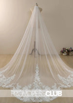 Shaped Bridal Veil With Vintage Lace Cathedral Wedding Veil - Price #price_variant_lowest# - Ivory - PromDressClub