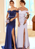 Tess | Mermaid Beading Lavender Satin Long Bridesmaid Dress with Split - Price #price_variant_lowest# - Lavender - PromDressClub