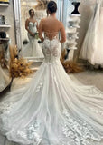 Lynn | Stunning Strapless Mermaid Lace Wedding Dress with Long Train - Perfect for Any Wedding!