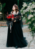 Mabel | Princess Plus Size Long Sleeve Corset Black Dress for Wedding