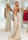 Dorothy | Champagne Satin Beaded Open Back Formal Dress – Elevate Your Elegance for Every Grand Occasion