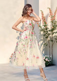 Estelle | Stunning Champagne Floral Strapless Corset Flower Prom Dress – Design for Memorable Occasions