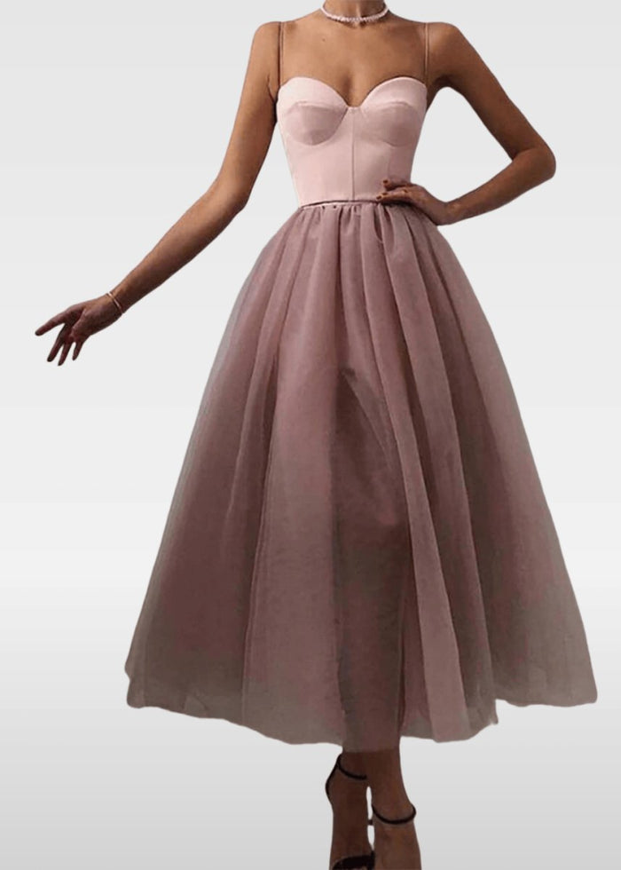 Wallis | Black and Rose Gold Tulle A Line Short Prom Dress - Rose Gold - PromDressClub