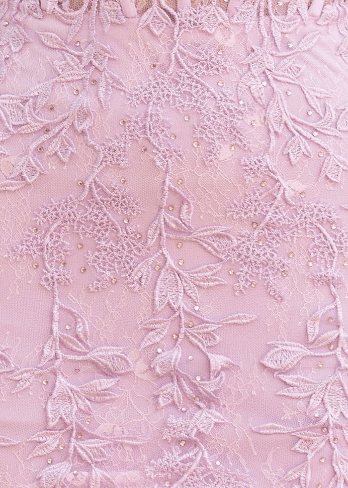 Amy | Bodycon Sage Green Lace Strapless Corset Homecoming Dress with Detachable Ballon Sleeves - Lavender - PromDressClub