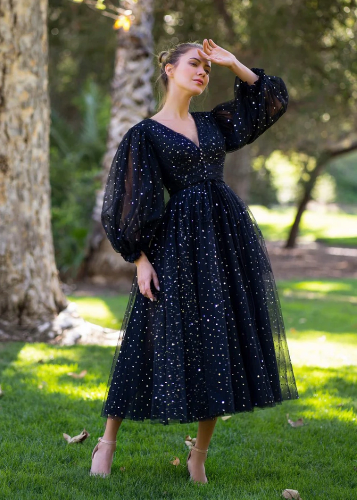 Anemone | Dazzle Like Stars: Black Sequin Homecoming Dress for Moonlit Celebrations - Black - PromDressClub