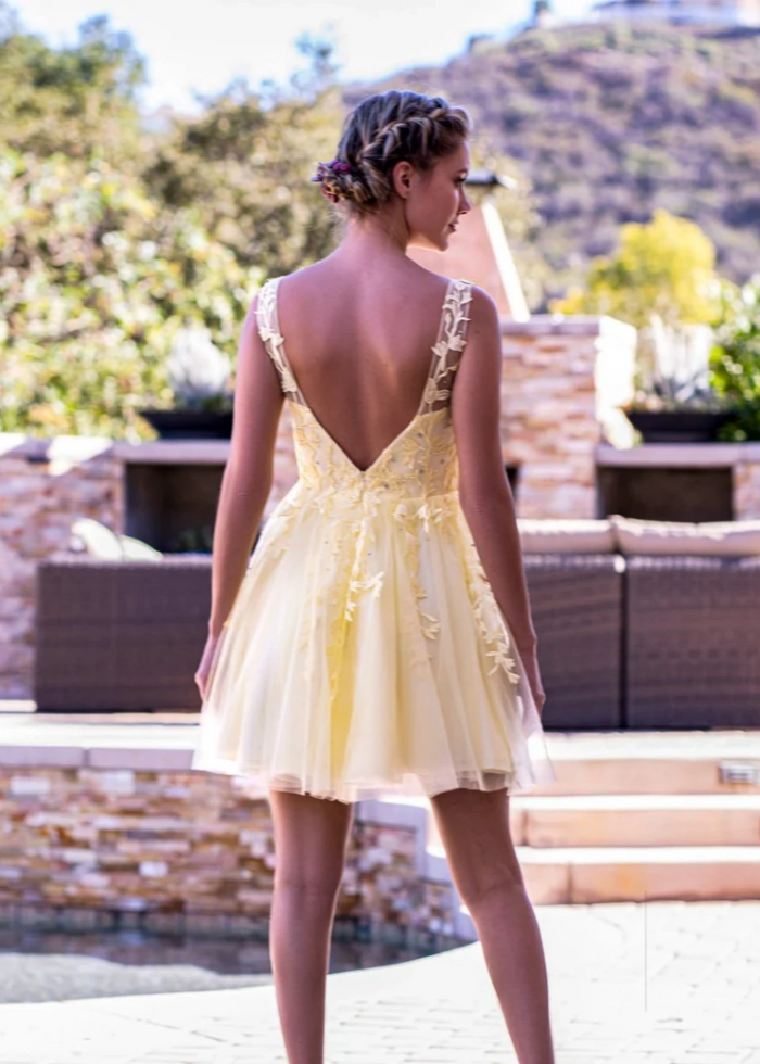 Apolline | Shine at Homecoming in Dreamy Yellow Tulle Dress - Yellow - PromDressClub