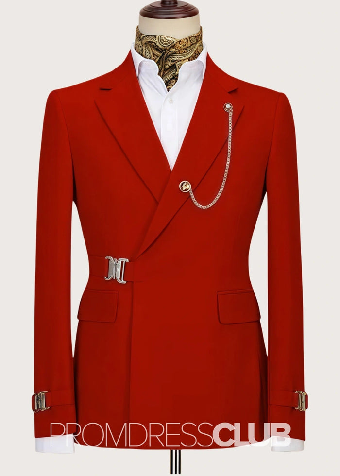 Asher |Fashion Red Prom Suits For Men With Notched Lapel | Two Pieces Bespoke Men Suits - Price #price_variant_lowest# - 34 - PromDressClub