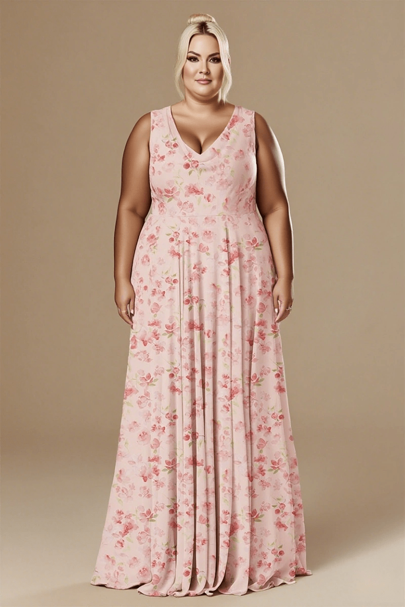 Astounding Aura Floral Pink Bridesmaid Dresses for Timeless Events - Pink Floral - PromDressClub