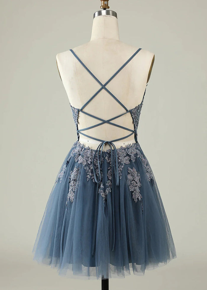 Bellona | Homecoming Dresses in Dusty Blue, Blush +3 Colors – Shop Now! - Dusty Blue - PromDressClub