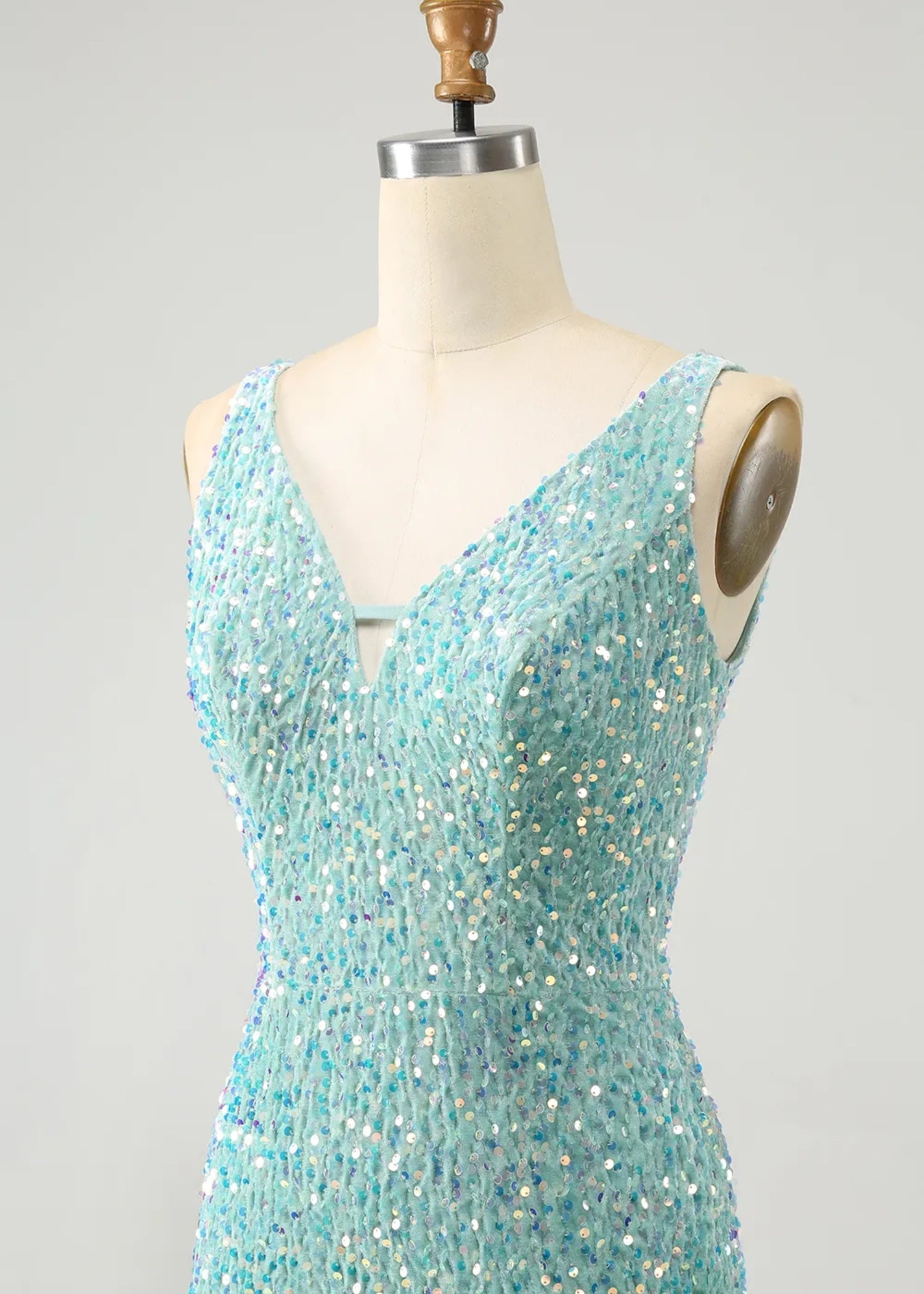 Beryl |Bodycon V - neck Sequins Short Dark Blue Homecoming Dress With Fringe - Sage - PromDressClub