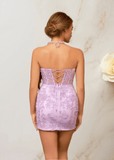 Bodycon Lace Mini Lilac Homecoming Dress - US0 - PromDressClub