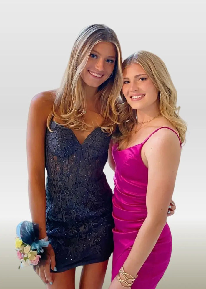 Mildred |Bodycon Sweetheart Corset Dress Pink Lace Homecoming Dress with Appliques - Pink - PromDressClub