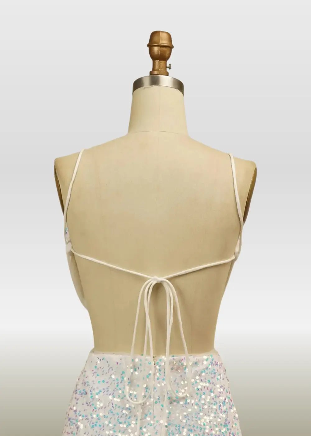 Marian |Bodycon White Square Backless Short/Mini Homecoming Dress with Sparkly Sequins - White - PromDressClub