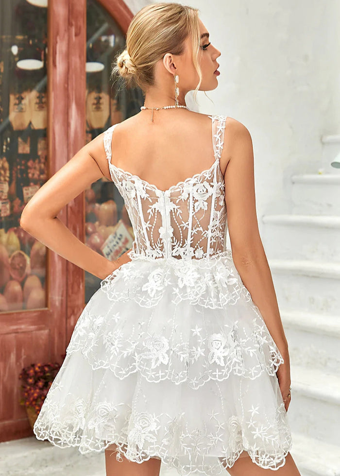 Bysen | Stunning Lavender Homecoming Dresses with Ruffles & Tiers - White - PromDressClub