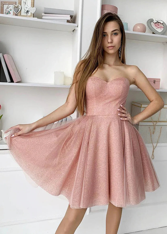 Calixta | Discover Your Dream Rose Gold Homecoming Dress: Sparkle & Shine - Rose Gold - PromDressClub