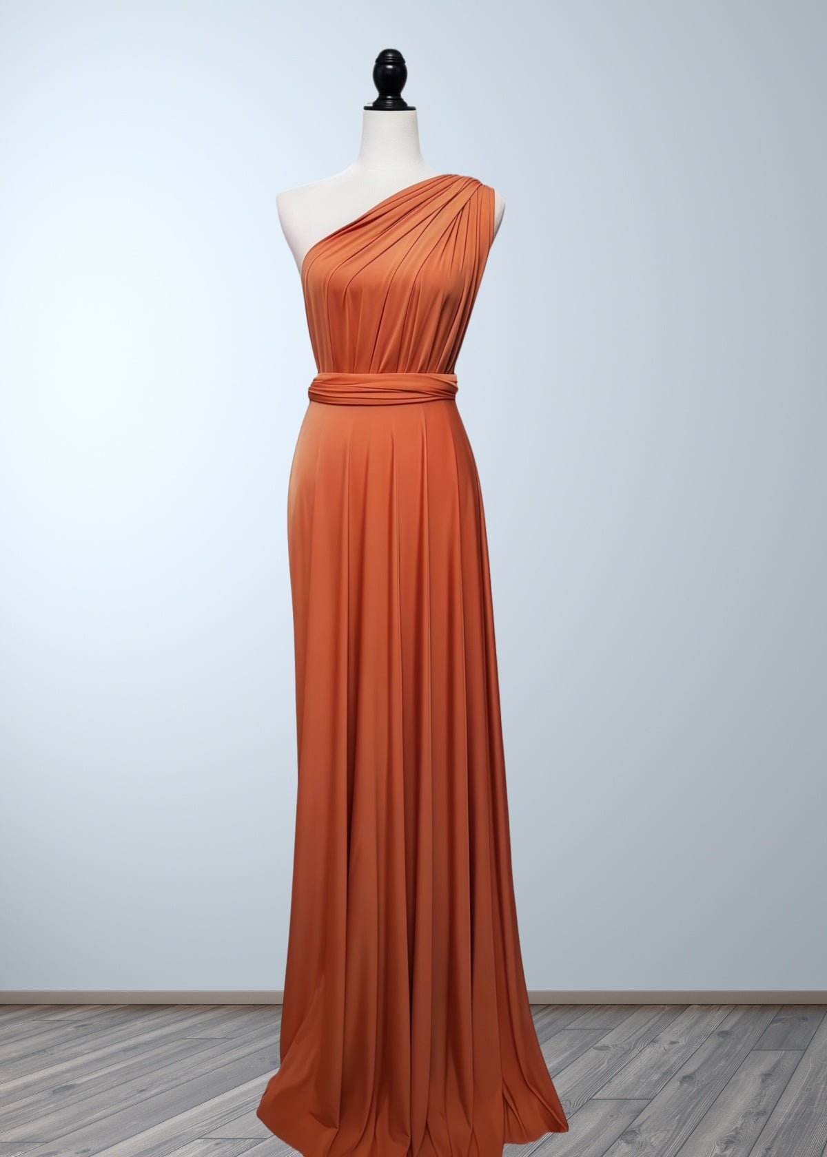 Cherry | Seriously Sensational Plus Size Infinity Rust Chiffon Maxi Bridesmaid Dress with Multiway Convertible - Rust - PROMDRESS Club