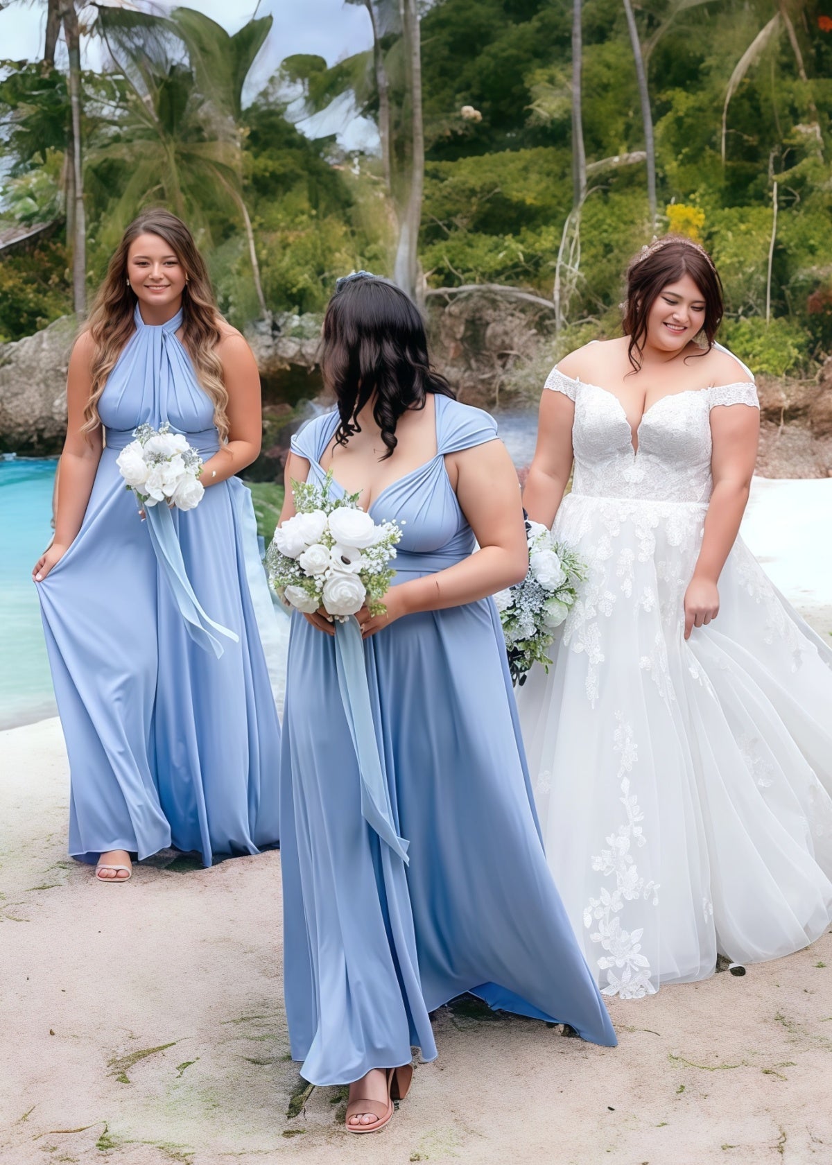 Chloe | Eternal Happiness Plus Size Convertible Chocolate Chiffon Bridesmaid Dress with Multiway Infinity - Light Blue - PROMDRESS Club