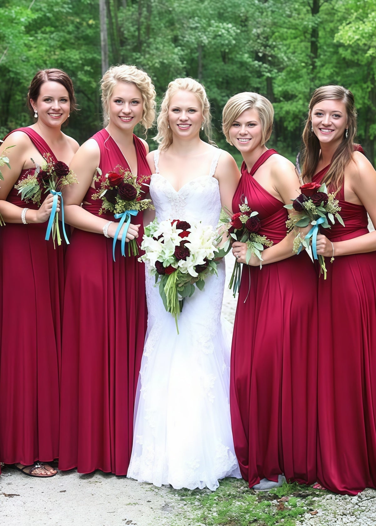 Clara | Blessed Romance Convertible Burgundy Chiffon Maxi Bridesmaid Dress with Multiway Infinity - Burgundy - PROMDRESS Club