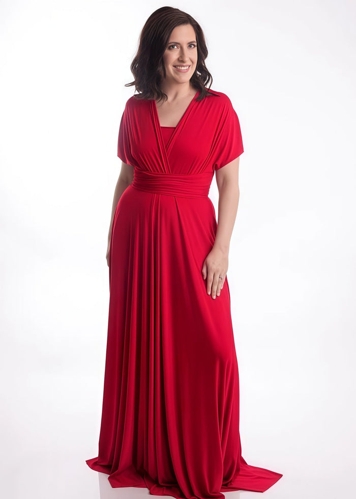 Constance | Cherished Vow Infinity Red Chiffon Maxi Bridesmaid Dress with Multiway Convertible - Price #price_variant_lowest# - Red - PromDressClub