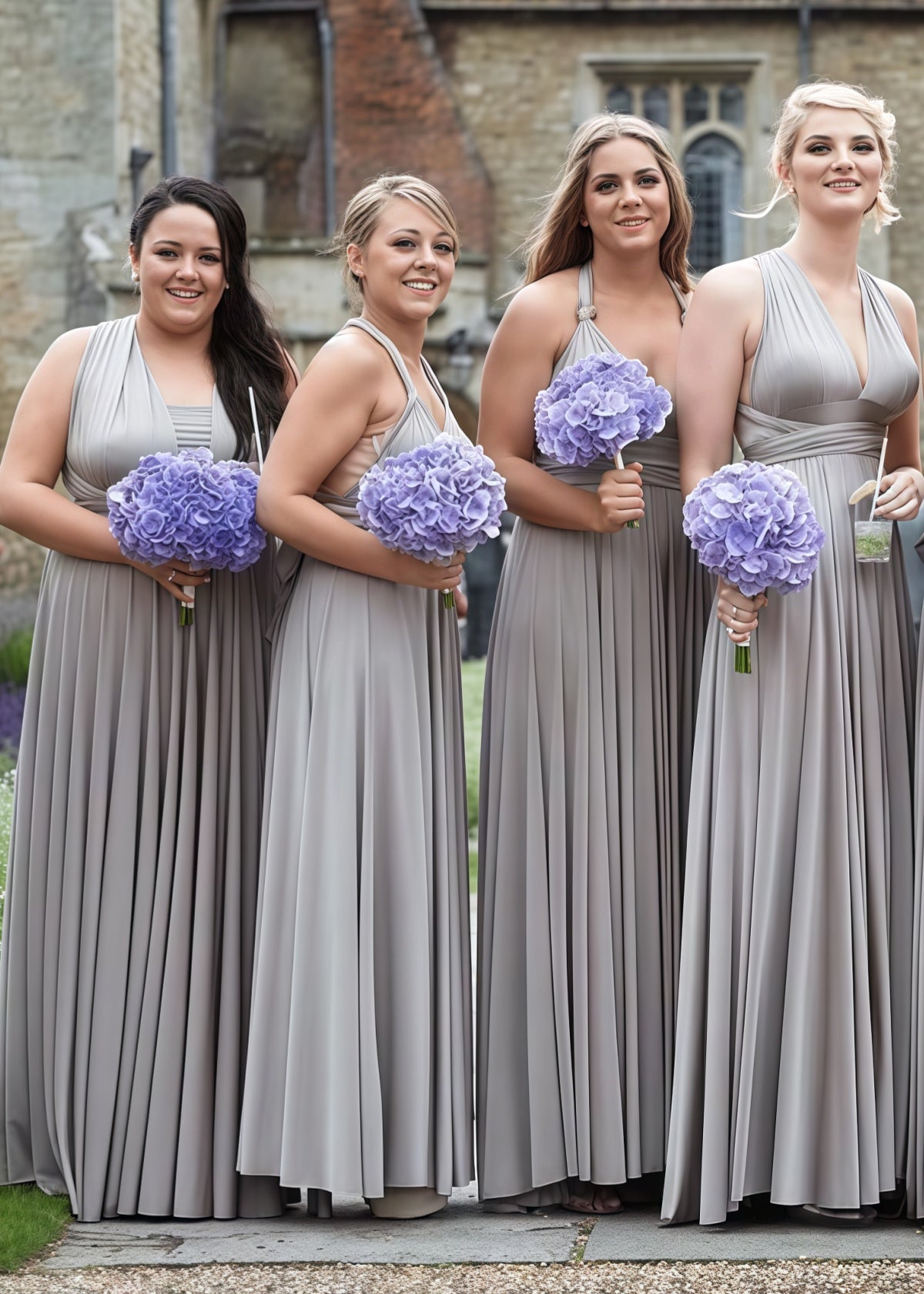 Cornelia | Cherished Vow Convertible Silver Grey Chiffon Maxi Bridesmaid Dress with Multiway Infinity - Champagne - PROMDRESS Club