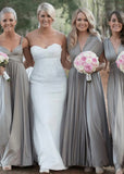 Cornelia | Cherished Vow Convertible Silver Grey Chiffon Maxi Bridesmaid Dress with Multiway Infinity - Grey - PROMDRESS Club