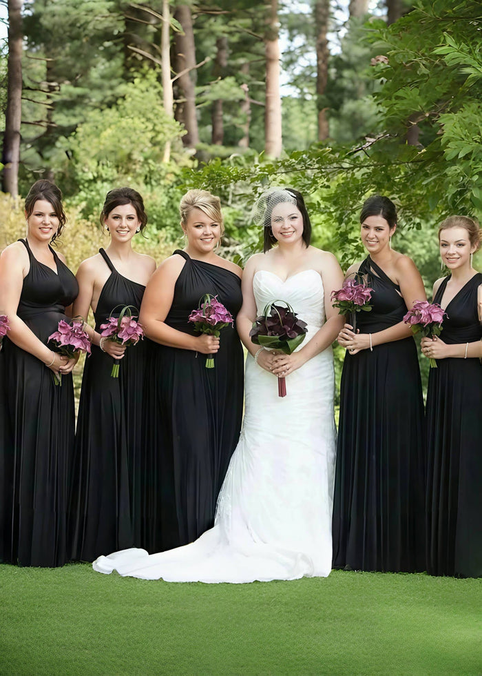 Cynthia | Most Beautiful Day Convertible Black Chiffon Maxi Bridesmaid Dress with ultiway Infinity - Price #price_variant_lowest# - Black - PromDressClub