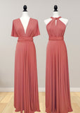 Daphne | Elegance Infinity Peach Chiffon Maxi Bridesmaid Dress with Multiway Convertible - Peach - PROMDRESS Club