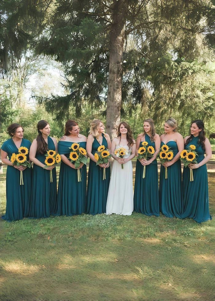 Deborah | Eternal Convertible Teal Blue Chiffon Maxi Bridesmaid Dress with Multiway Infinity - Price #price_variant_lowest# - Teal Green - PromDressClub