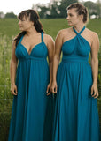 Deborah | Eternal Convertible Teal Blue Chiffon Maxi Bridesmaid Dress with Multiway Infinity - Teal Blue - PROMDRESS Club