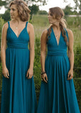 Deborah | Eternal Convertible Teal Blue Chiffon Maxi Bridesmaid Dress with Multiway Infinity - Teal Blue - PROMDRESS Club