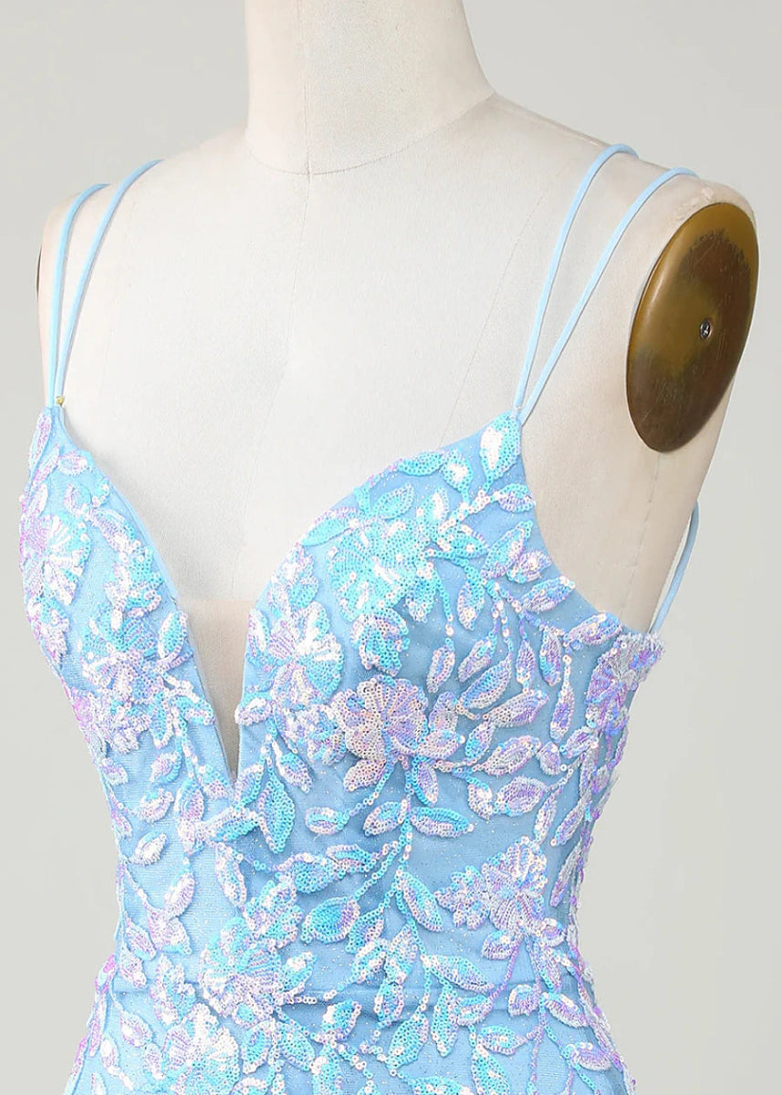 Deianira | Discover Your Dream Sequin Homecoming Dress for a Memorable Night - Light Blue - PromDressClub